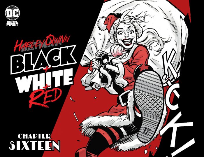 harley quinn black white and red comic